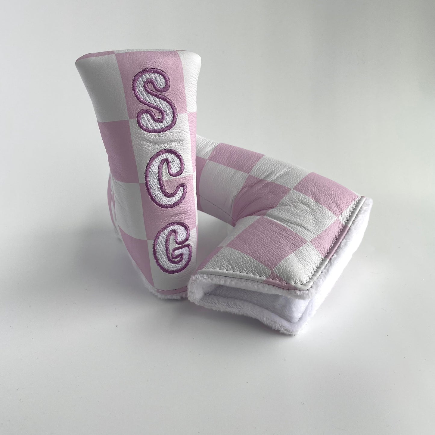 Pink Classic Checkered Blade Putter Headcover